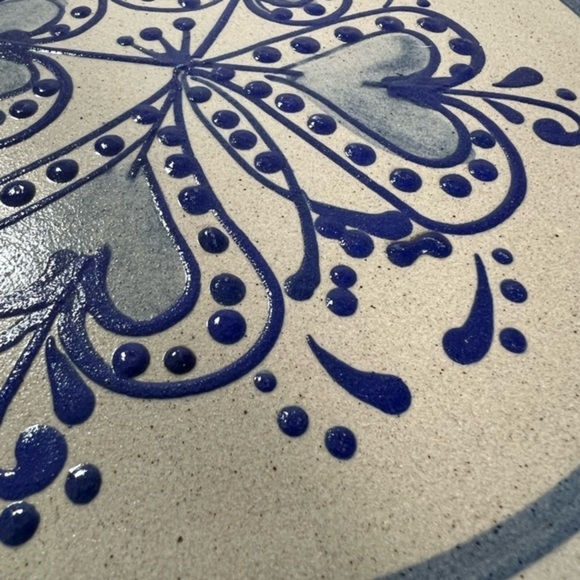 Beaumont Brothers pottery plate Salt-glaze Blue 3 dimensional Heart heavy - Picture 3 of 5